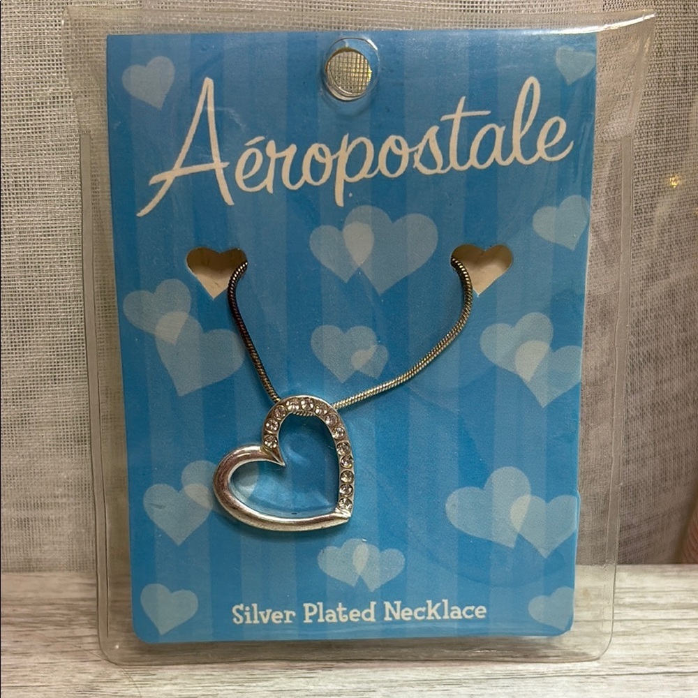 Aeropostale Silver Plated Heart Necklace